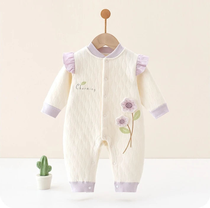 Baby Girl Floral Cotton Knit Jumpsuit Bodysuit