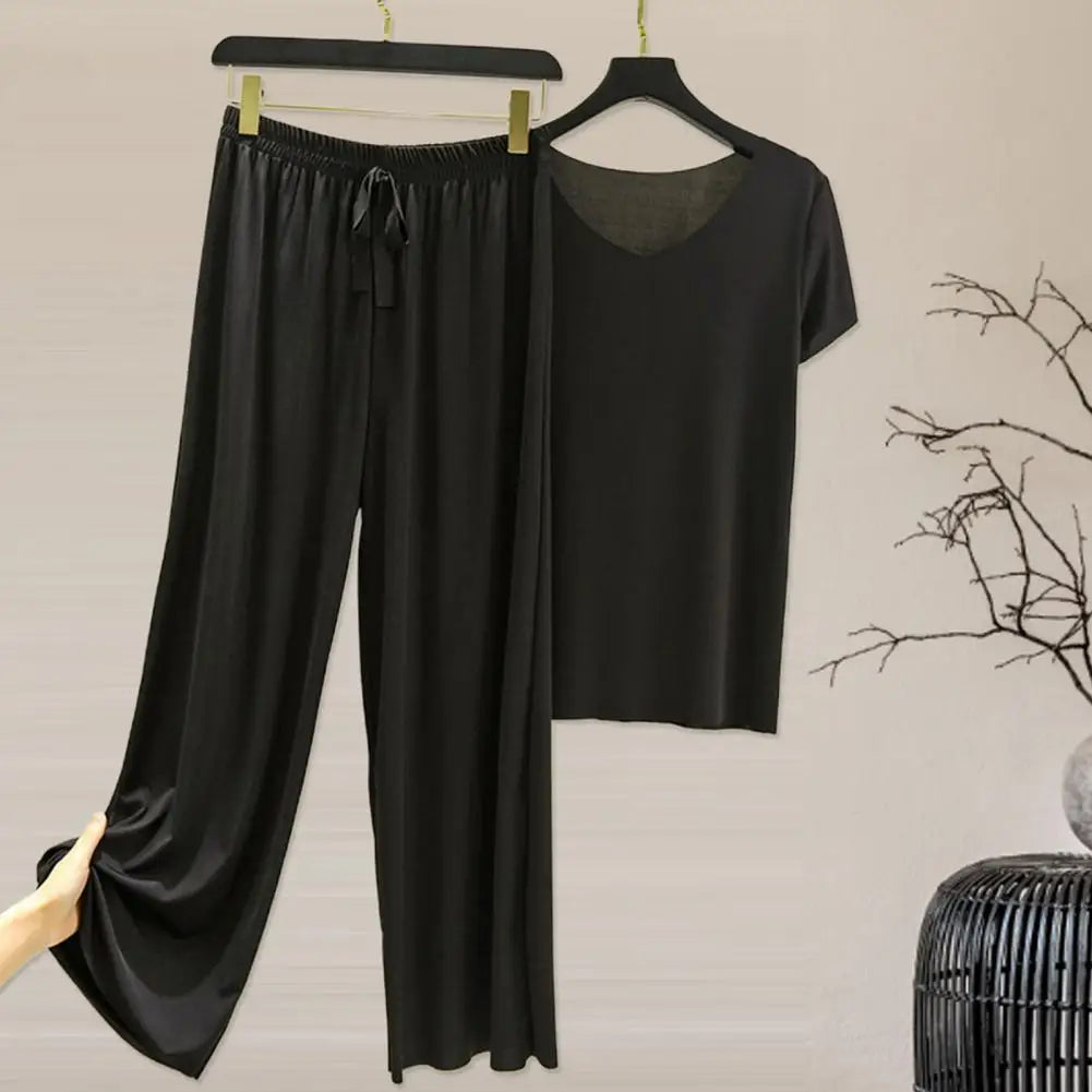 Women's Wide Leg Pants & T-Shirt Two-Piece Set