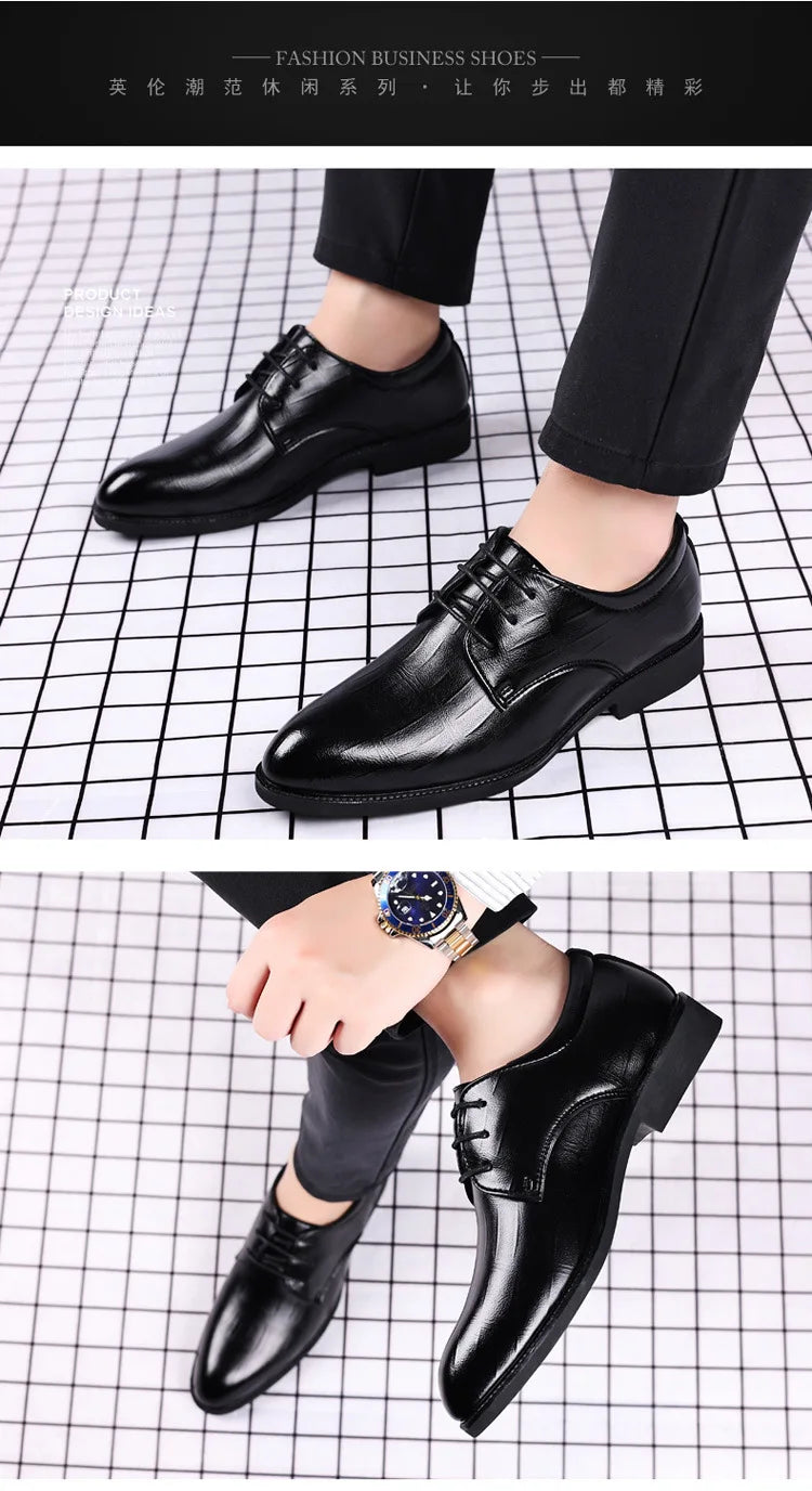 Men's Pointed Toe Oxford Leather Dress Shoes