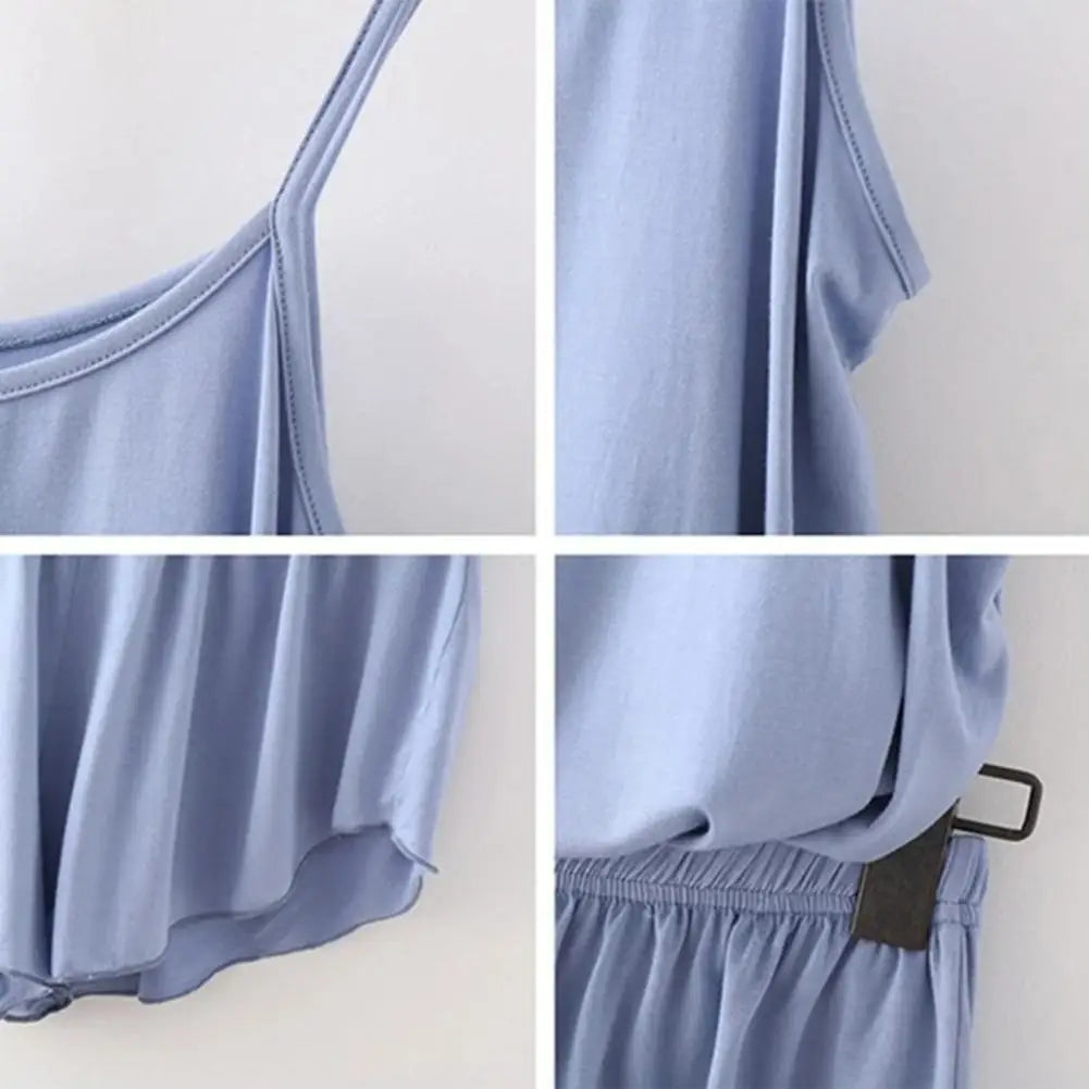 2 Pcs/Set Lounge Women Summer Pajamas Solid Color Sleeveless Camisole Shorts Lady Pajamas for Women Sleepwear Set