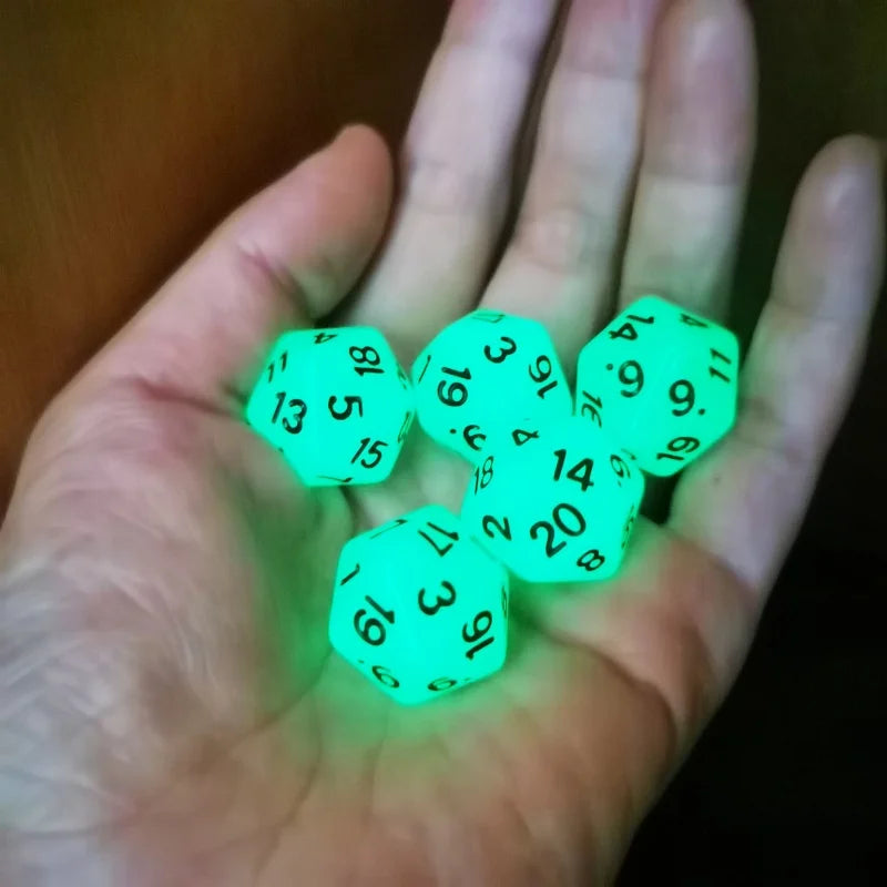 D20 Glow-in-the-Dark Polyhedral Dice Set | 10 Pieces | RPG, DND, MTG & More