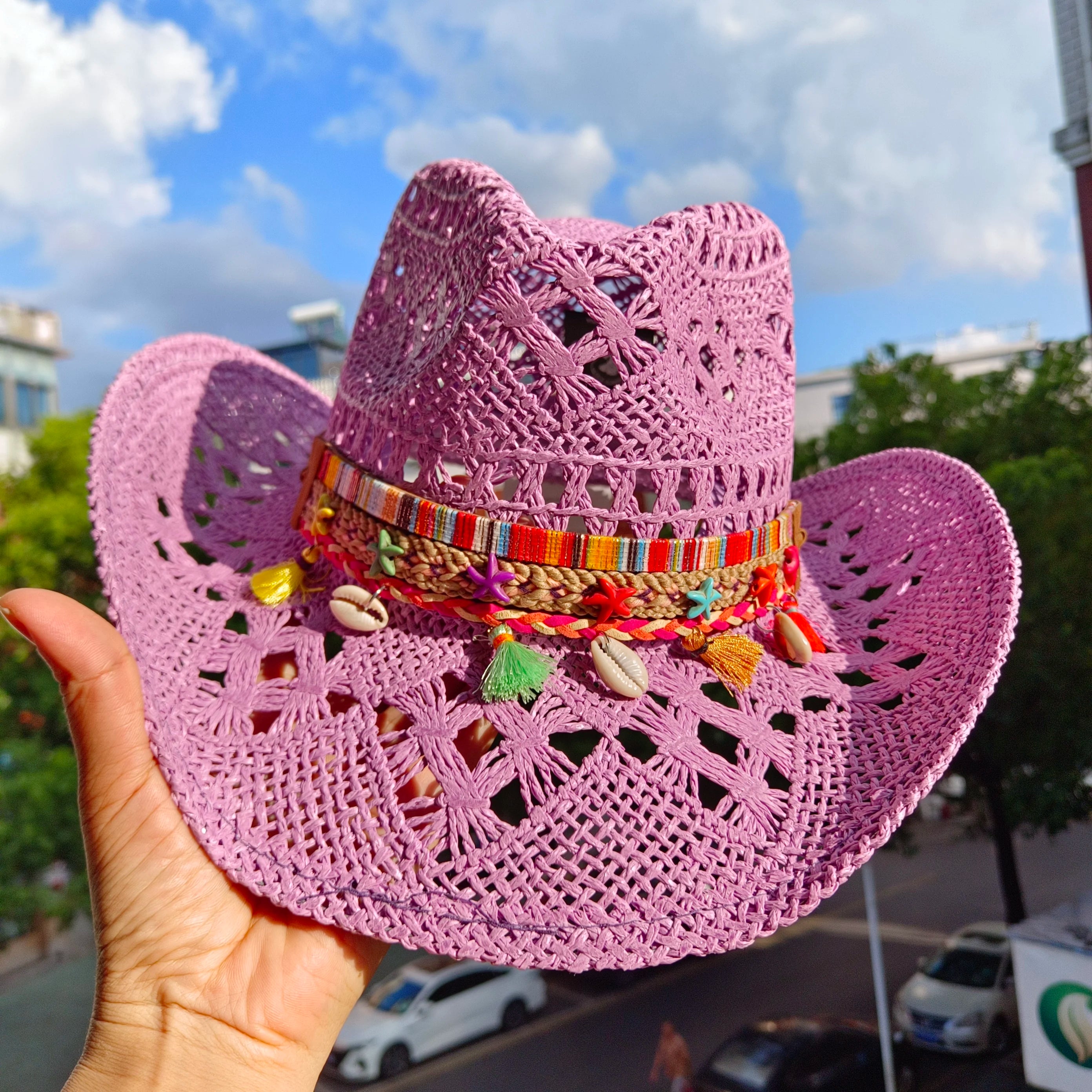 Women's Straw Cowgirl Hat – Wide Brim Shapeable Western Beach Sun Hat | Coastal Cowgirl Style