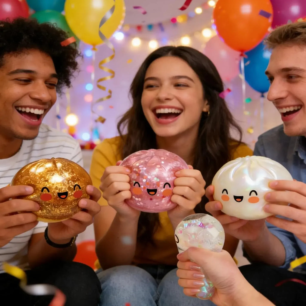 Gold Glitter Hidden Edition Dumpling Squishy | Viral Slow Rise Stress Relief Toy | Pink & Gold