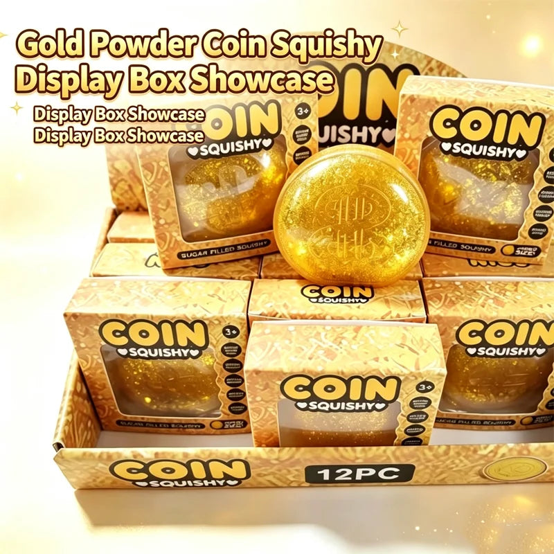Gold Glitter Coin Squishy Toy