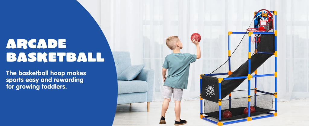 JOYFY Kids Arcade Basketball Game Set with 4 Balls and Hoop for 3-12 Years Old Indoor Outdoor Sport Play Holiday Birthday Gift
