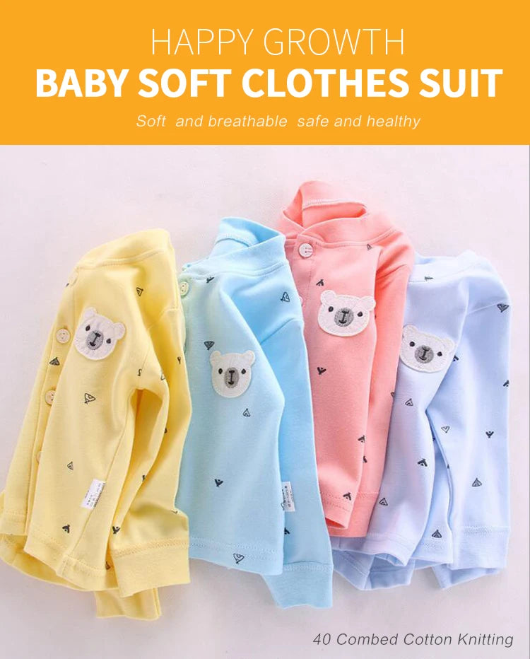 Baby Unisex 100% Cotton Cartoon Pajama Top & Pants Set