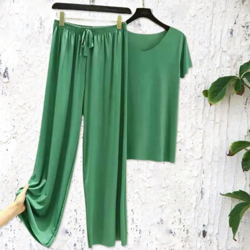 Women's Wide Leg Pants & T-Shirt Two-Piece Set