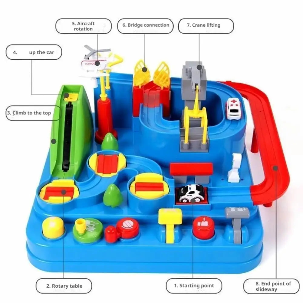 Electric Track Parking Building Car Toy Racing Rail Car Train Track Toy for Children Gifts Adventure Toys Brain Table Game