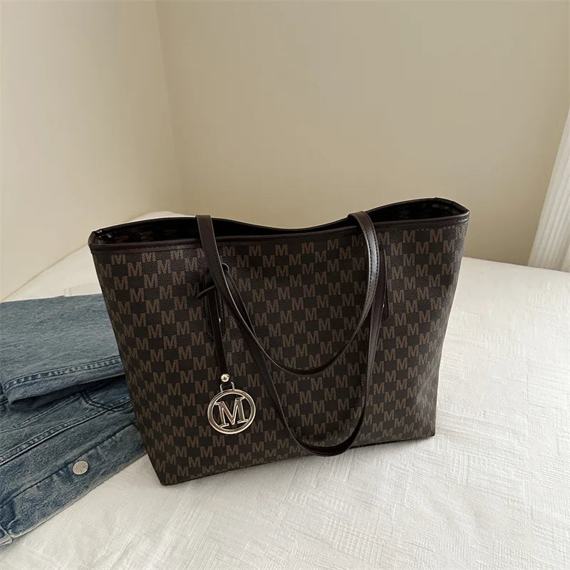 Women's Vintage PU Letter Tote Shoulder Bag