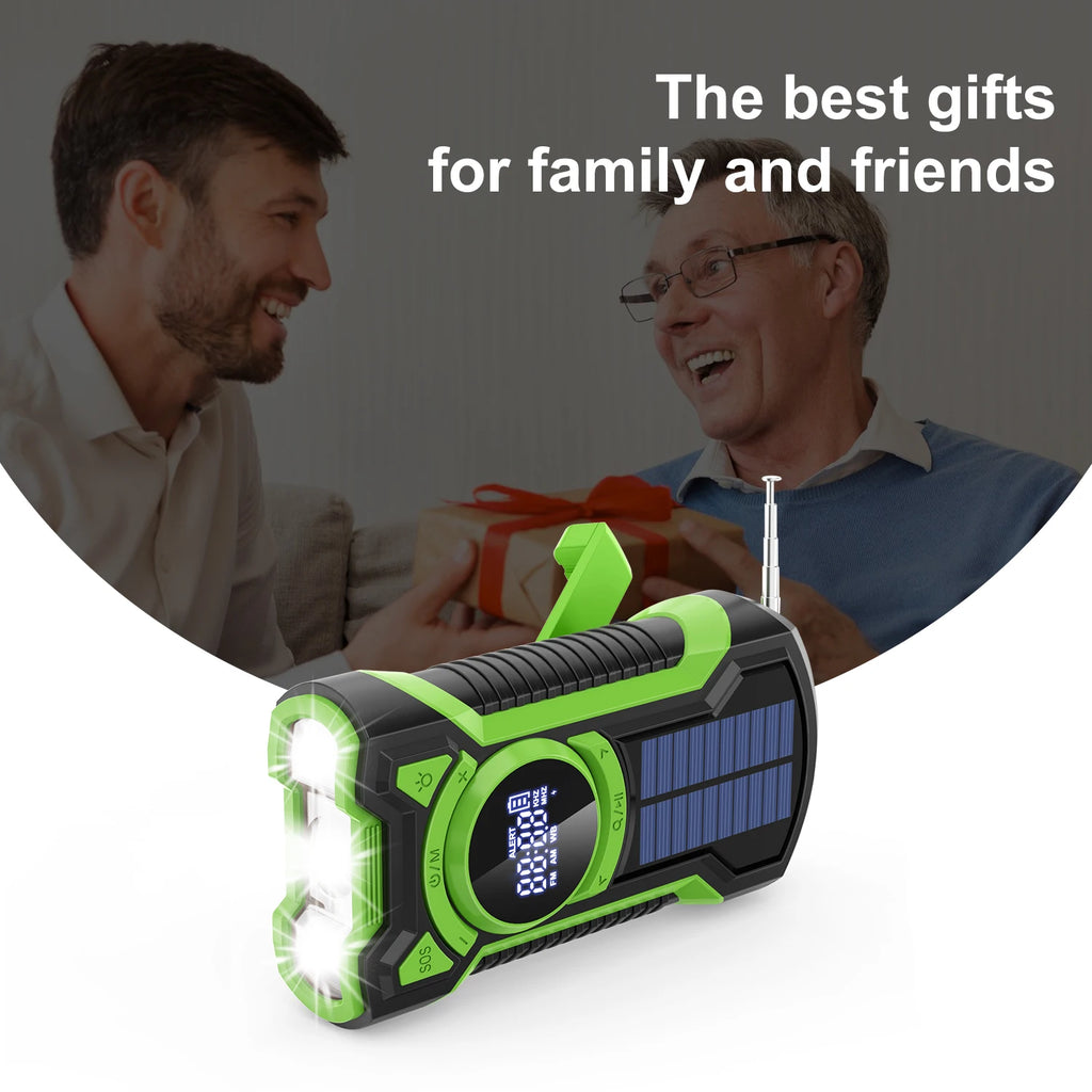 Emergency Radio Hand Crank Solar 5000mAh, IP65 Waterproof Dustproof Bluetooth 5.3 Portable AM/FM/NOAA Weather Alert Radio