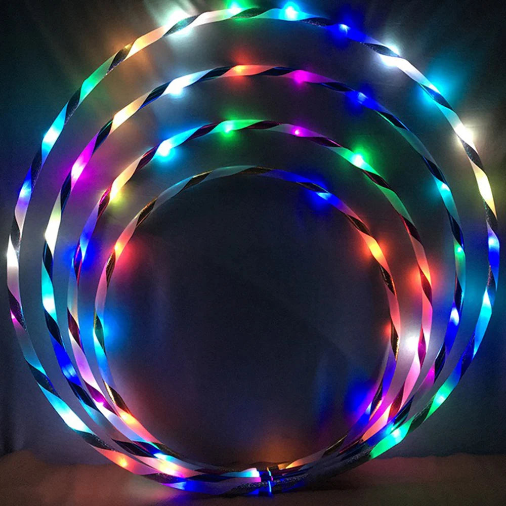LED Colorful Fitness Circle Performing Arts Abdominal Fat Loss Light Fitness Crossfit Foldable Sport Hoop Gym Fitness Equipments