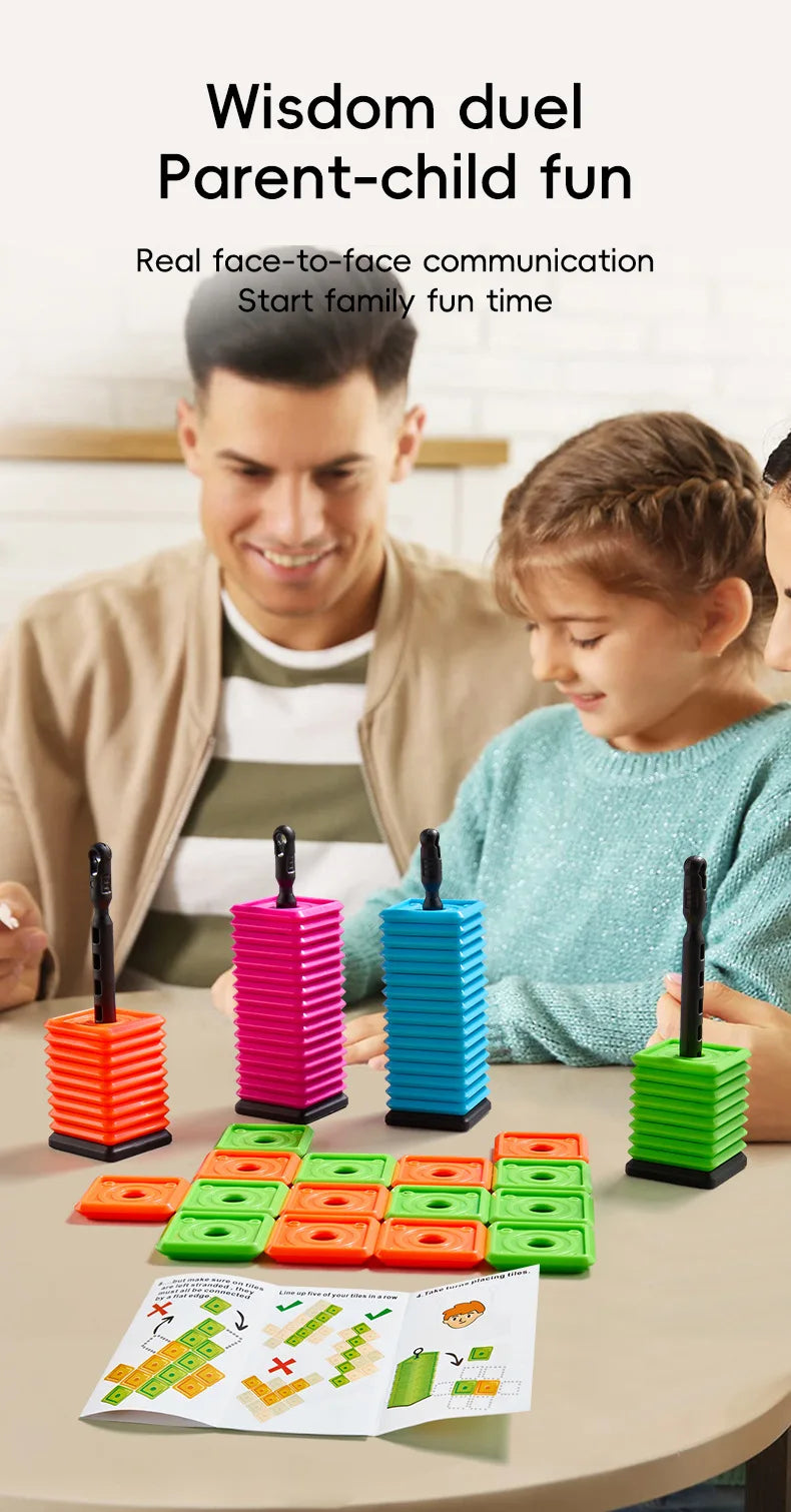 Portable Five-in-a-Row Game for Kids and Adults, Interactive Desktop Strategy Game with Colorful Pieces, Strategy Board Gam
