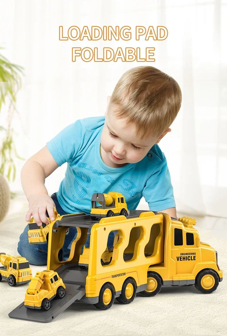 Wind-up Cars Toy engineering trucks heavy trucks police car fire trucks music light model set puzzle toys Boys Kids Gifts