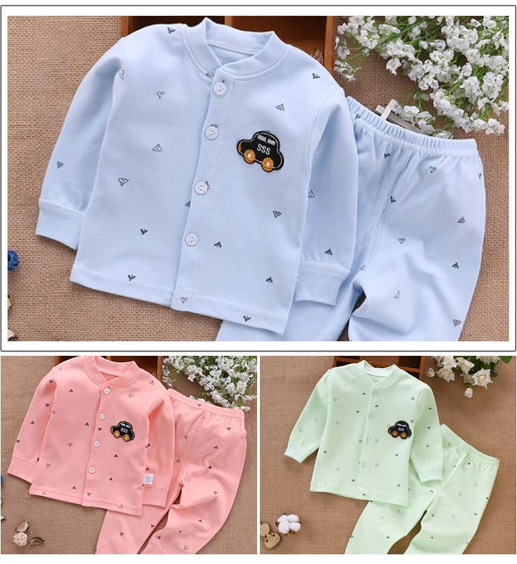 Baby Unisex 100% Cotton Cartoon Pajama Top & Pants Set