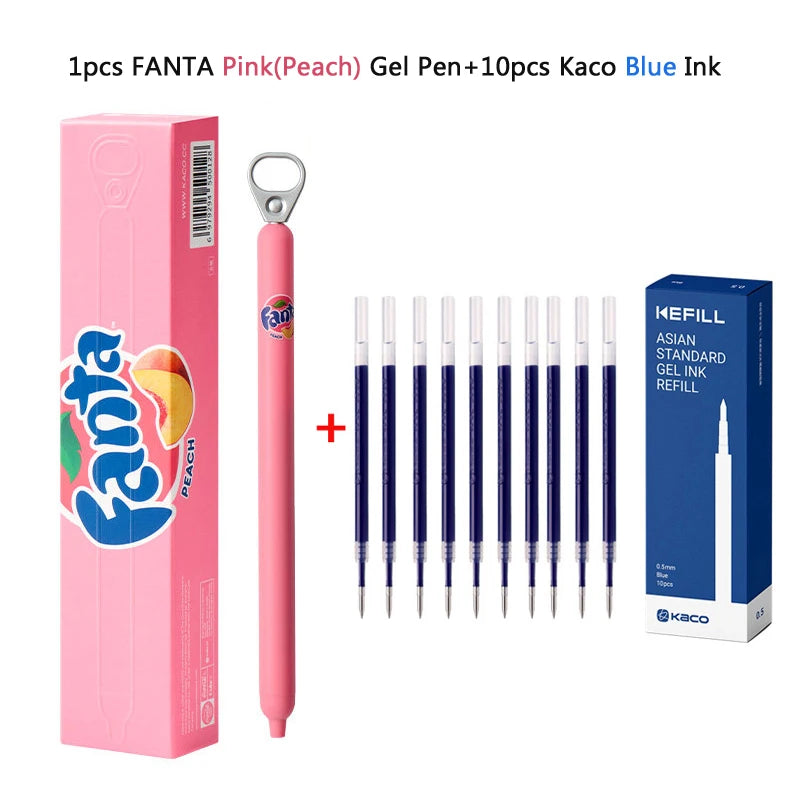 KACO x Fanta Pull-Tab Gel Pens,Creative Ins Signature Pen,0.5mm Quick Drying&Comfortable Grip Fun&Stess Relief Kawaii Stationery
