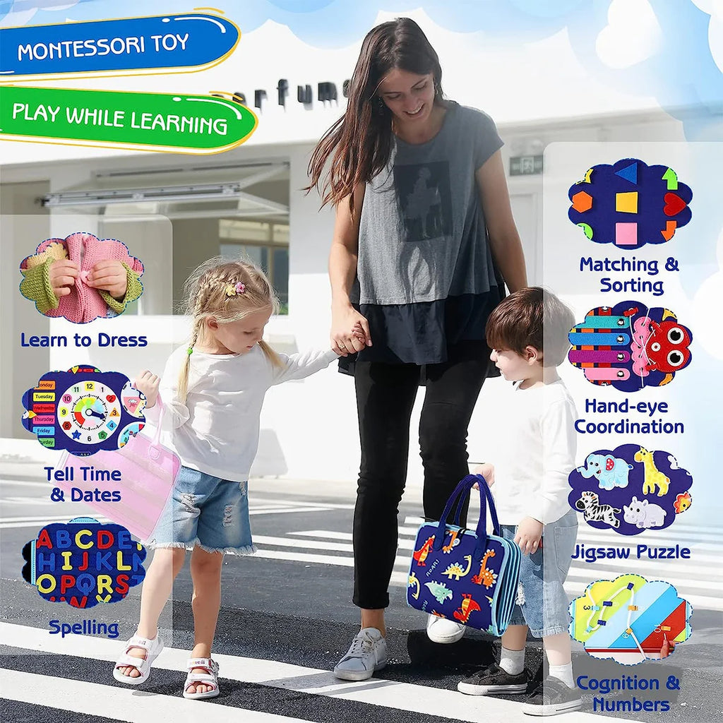 Busy Board, Educational Activity Sensory Board Preschool Learning Fine Motor Skills Toys, Toddler Travel Toy for Plane Car