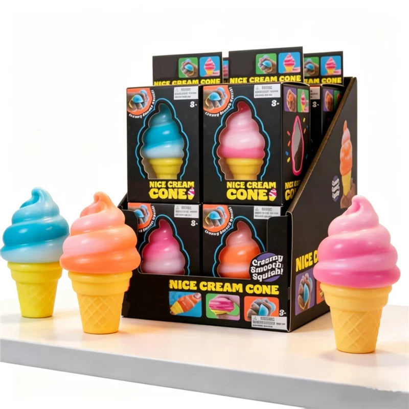 Needoh Nice Cream Cone Sensory Squeeze Toy | Non-Toxic Stress & Anxiety Relief for Kids & Adults