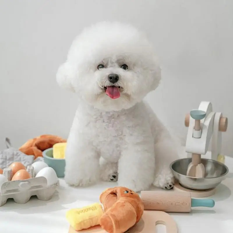 Dog Chew Toy Croissant Bread Squeaking Sound Plush Toy Pets Exercise Supplies