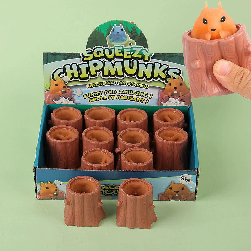 OUZEY Pop-Up Squishy Cheese Mouse & Squirrel Cup Toy | Slow Rebound Stress Reliever | 8 Styles