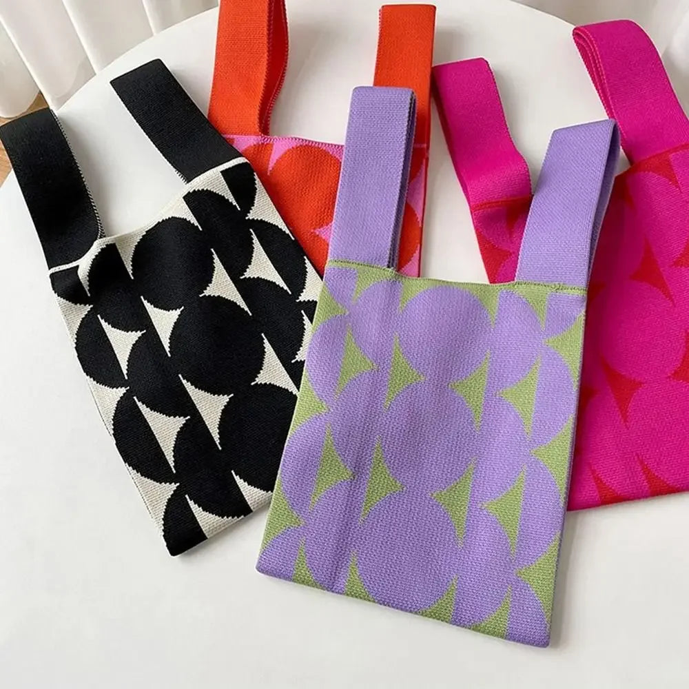 Women's Handmade Knit Wrist Tote Bag