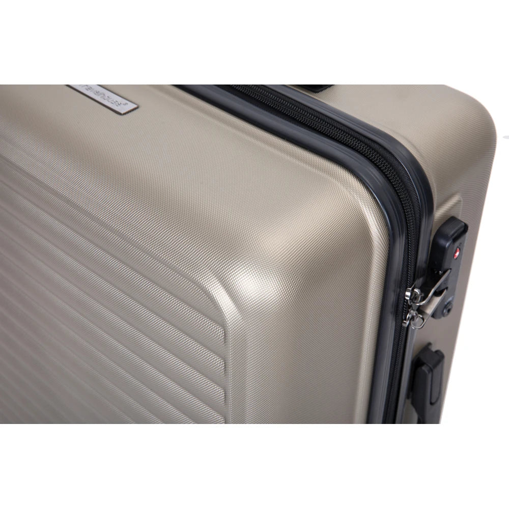 3 Piece Luggage Sets ABS Lightweight Suitcase with Two Hooks Spinner Wheels TSA Lock GOLD