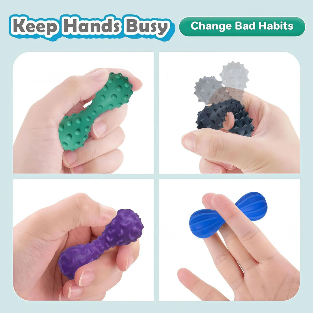 Sensory Fidget Stones 6-Pack | Textured Silicone Calming Toys for Anxiety & Autism
