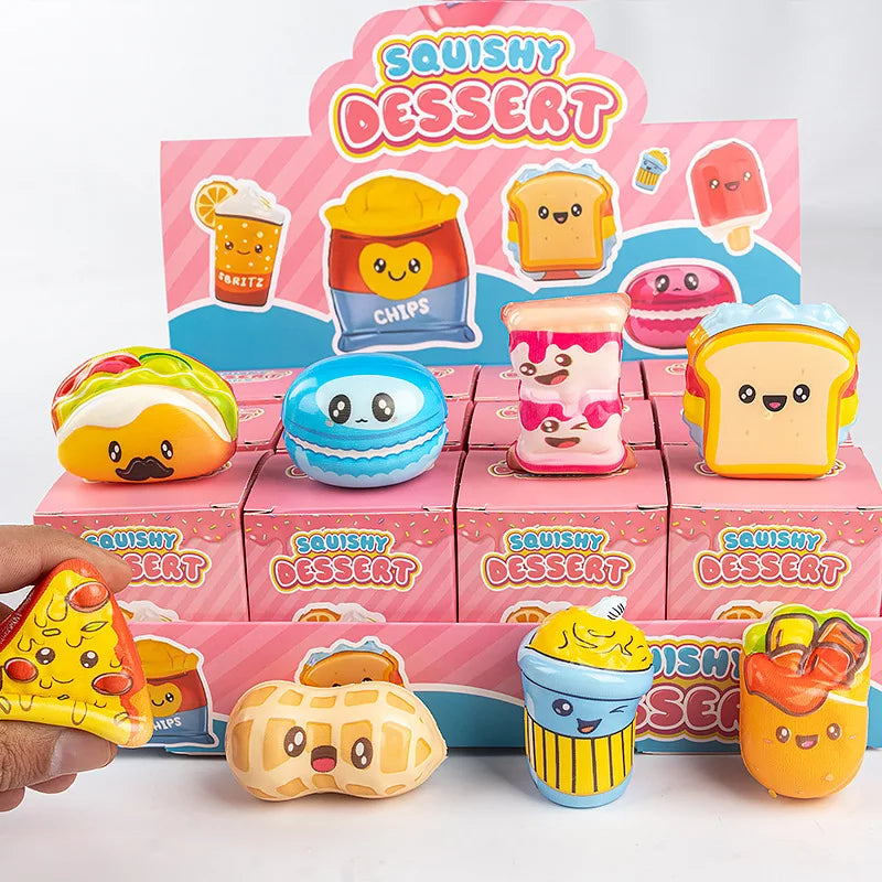 12-Piece Slow Rebound Mystery Blind Box Squishy Set | Cute Food & Animal Collectibles | Ages 14+
