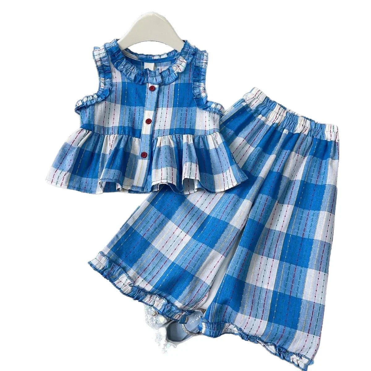 Toddler Girls Checkered Sleeveless Top & Wide-Leg Pants Set