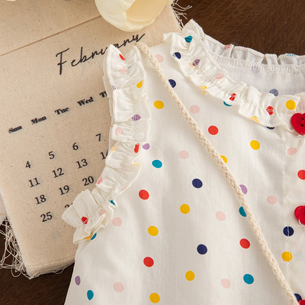 Toddler Girls Polka Dot Bow Sleeveless Summer Dress