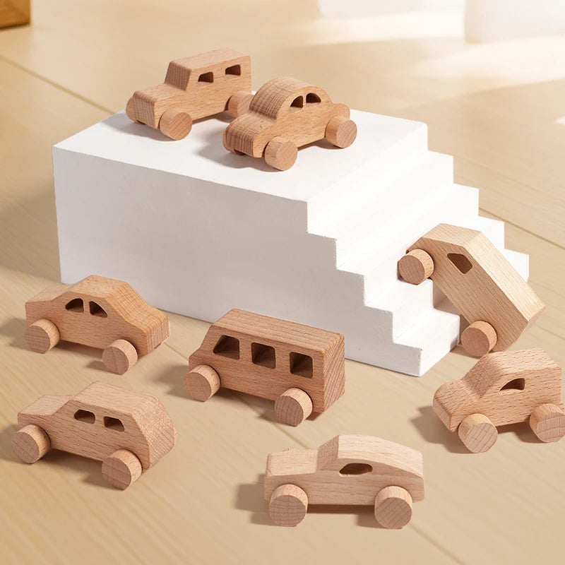 DIY Wooden Toy Car For Children Wooden Push Car Shape Educational Toy For Grasping Can Be Painted And Used As Decoration Gift