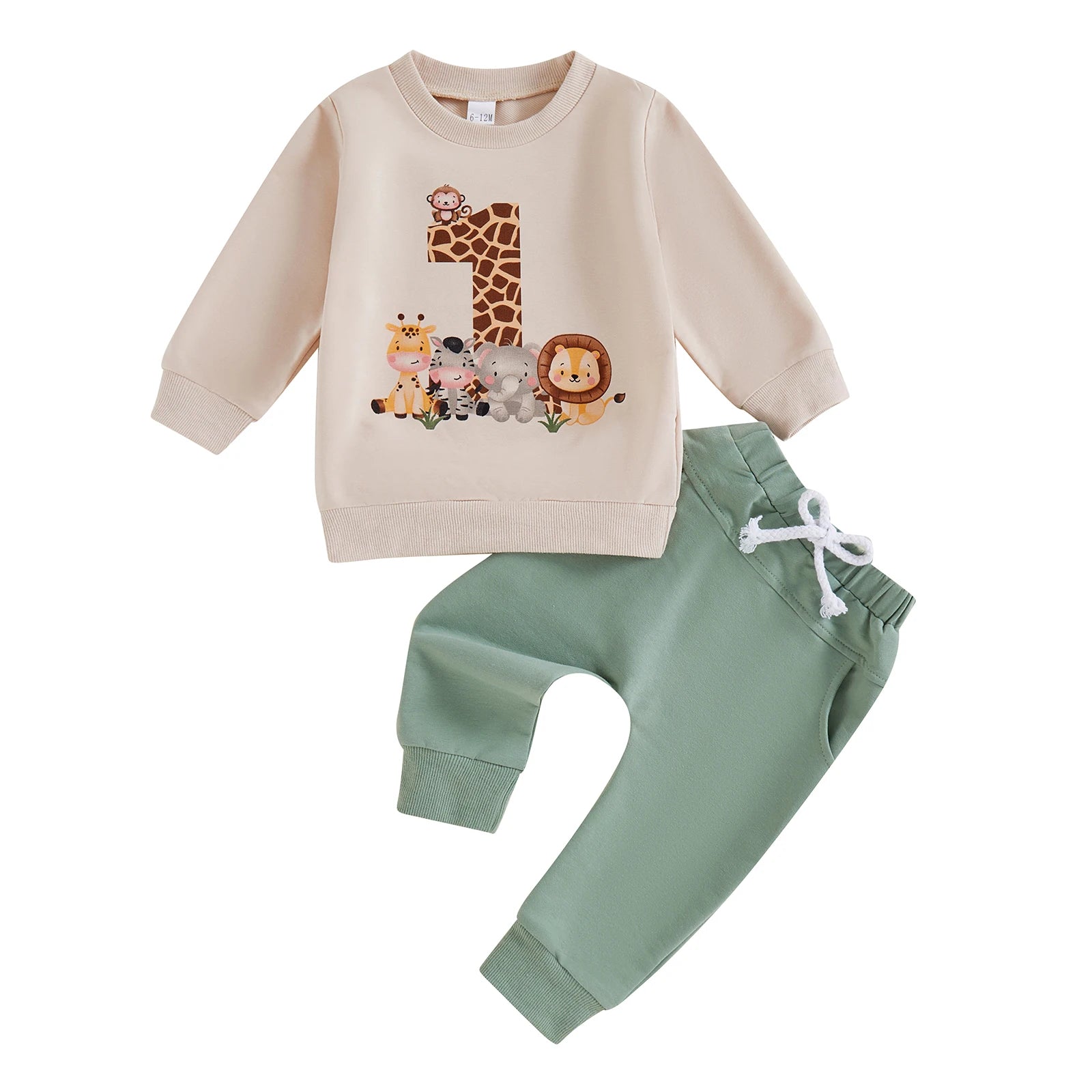 Baby Girls Animal Print 2-Piece Fall Outfit – Sweatshirt & Pants Set