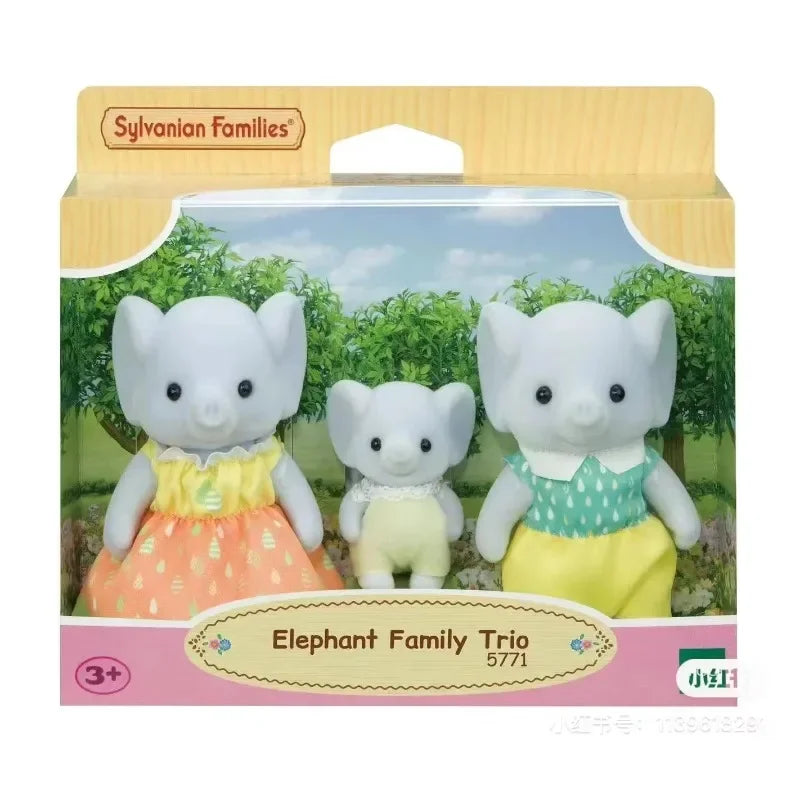 Sylvanian Families Anime Girl Figures ternurines  Authentic   Calico critters Furniture Set  elephant family trio 5771