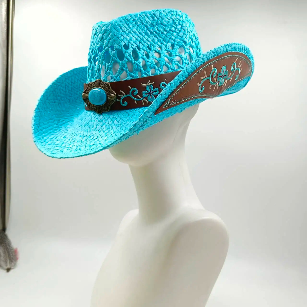 Women's Straw Cowgirl Hat – Wide Brim Shapeable Western Beach Sun Hat | Coastal Cowgirl Style