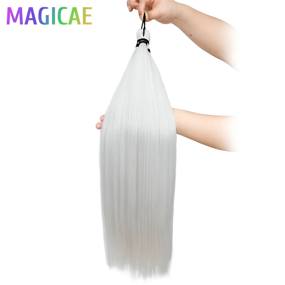 Braids Crochet 3Pcs 28Inches 300grams Synthetic Straight Bundles Orange Highlight Brown Braiding Hair Ombre Blond Gray White 60#