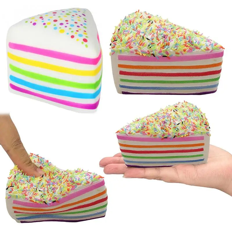 1PCS Rainbow Cake Squeeze Toys Slow-rebound Sensory Fidget Toys Stress & Anxiety Relief For Adults And Kids Birthday Gift
