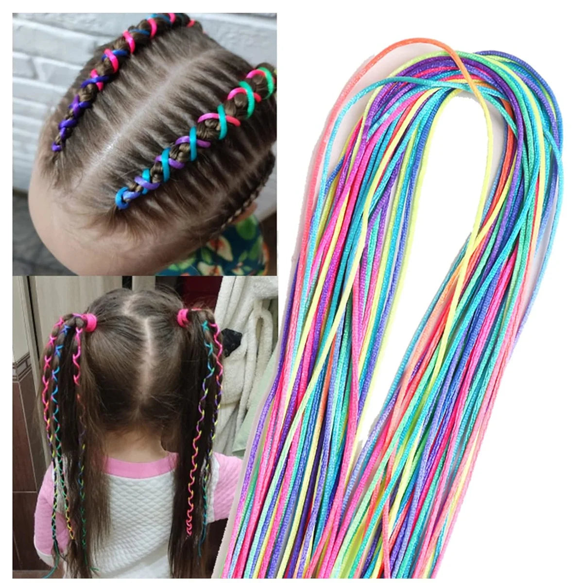 20Pcs Colorful Hair Braids Rope Strands 90cm for Girls African Braids DIY Ponytail Styling Hair Accessories for Girls