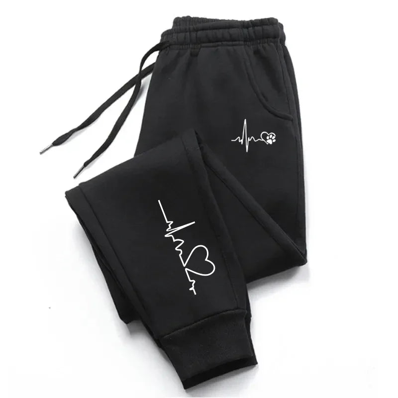 Women's Printed Casual Jogger Sweatpants – Elastic Waist, Ankle-Length, 4 Colors, Sizes S–XXXL