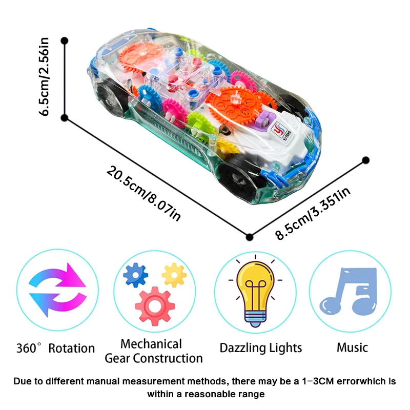 Simulated Electric Toy Car with Transparent Gear Rotation And Sound Light Effect Universal Baby Favorite Holiday Gift