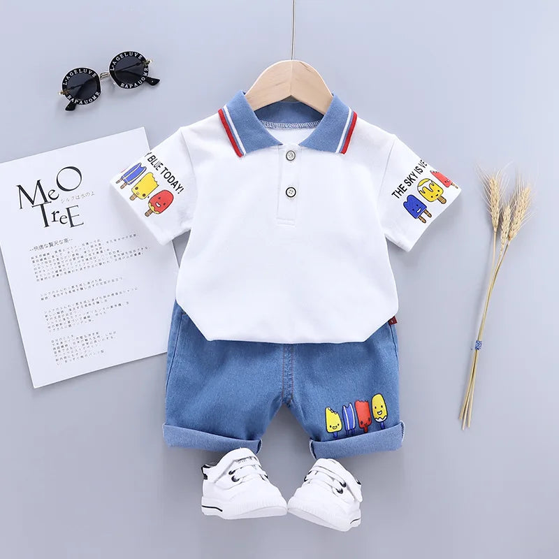 Baby & Toddler Boys' Cartoon T-Shirt & Shorts Summer Set