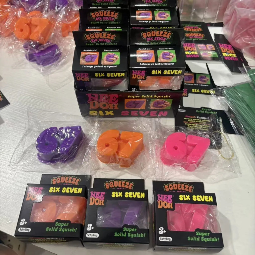 Number 67 TPR Squishy Toy Set | Soft Squeeze Fidget Toys | Stress Relief & Relaxation