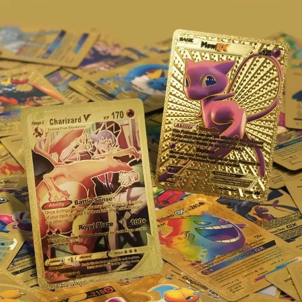 55pcs Card Set, Gold Silver Black Rainbow Diamond Foil TCG Game Cards, VMAX GX VSTAR, Collectible Cards, Hobby Collection.