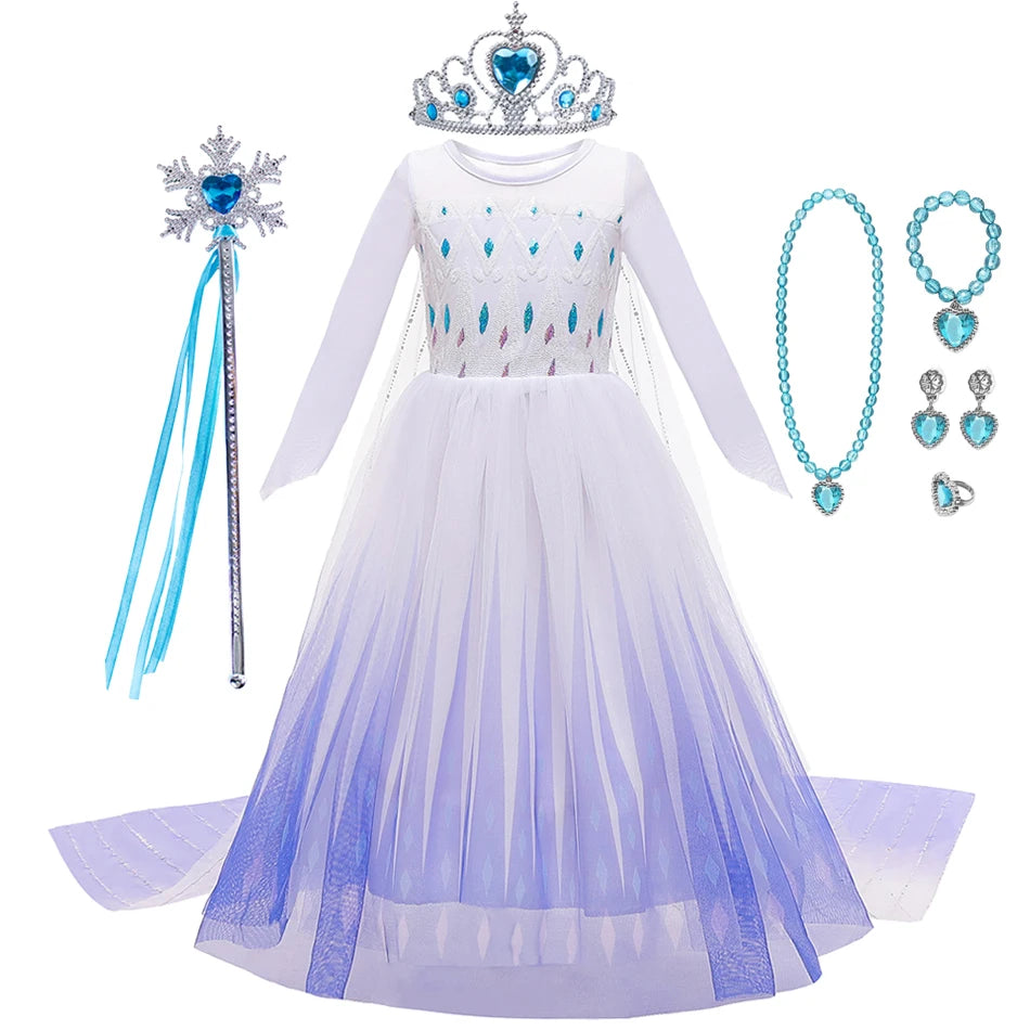 Girls Princess Snow Queen Costume Dress