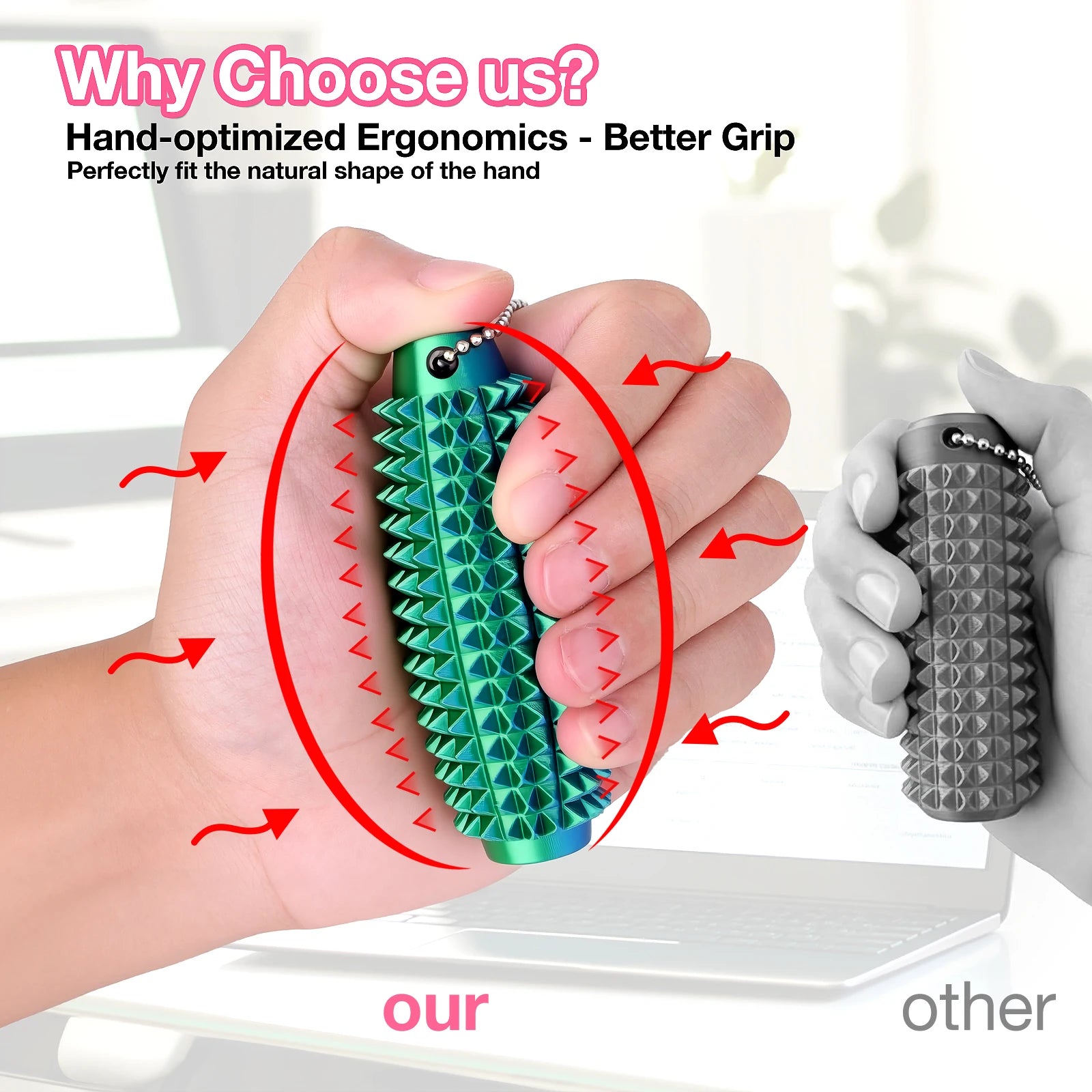 Mini Spiky Fidget Massage Keychain – 3D Silicone Pain Stim Sensory Toy for Anxiety Relief, Singles & 4-Pack