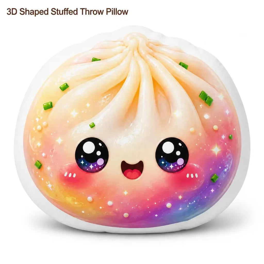 Dumpling Bao Kawaii Flower Food Shaped Pillow Cushion Irregular Stuffed Throw Pillow Home Decor Gift Bedroom Sofa Decorative
