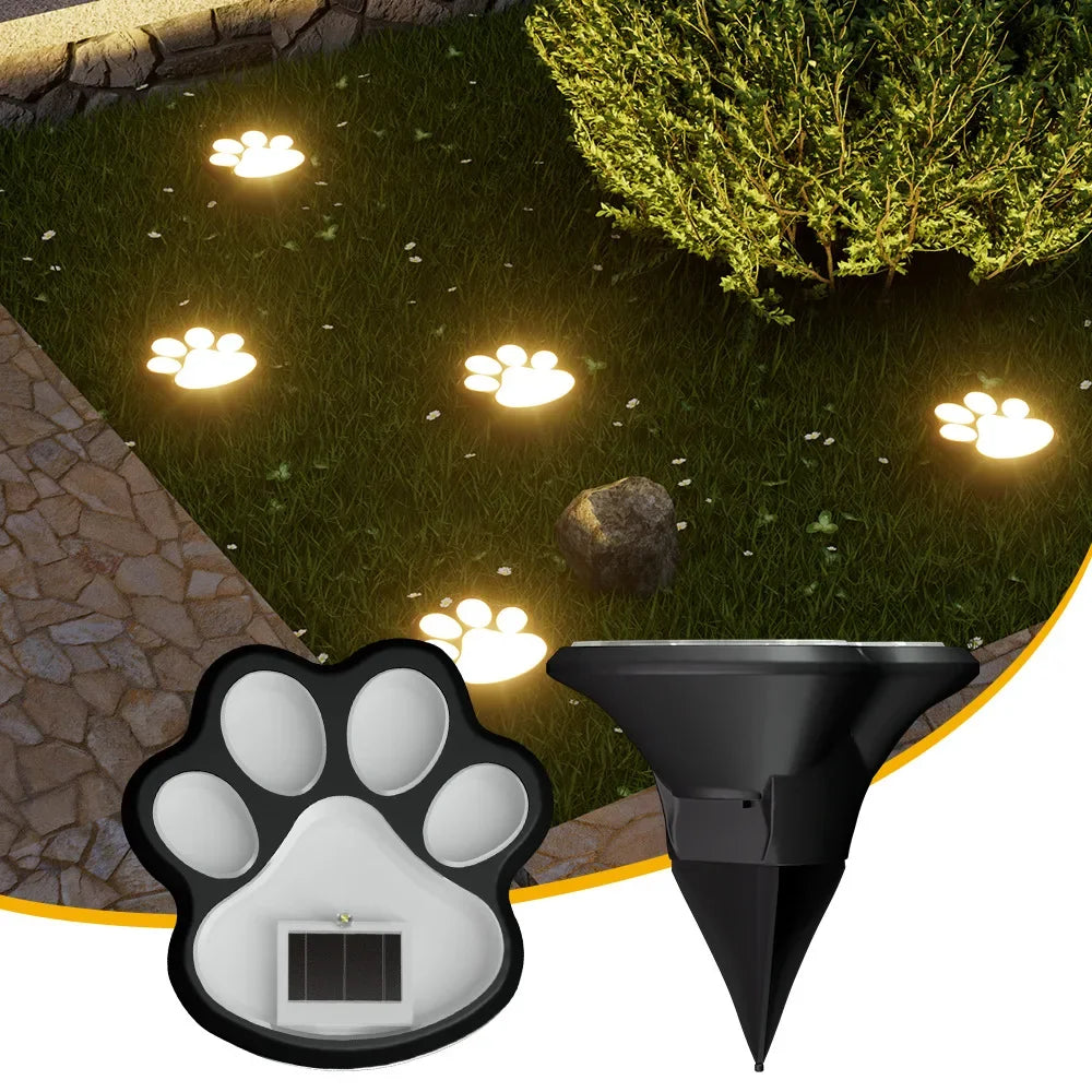 Solar lawn light LED simulation footprint dog paw floor plug light outdoor rainproof courtyard garden decorative buried light
