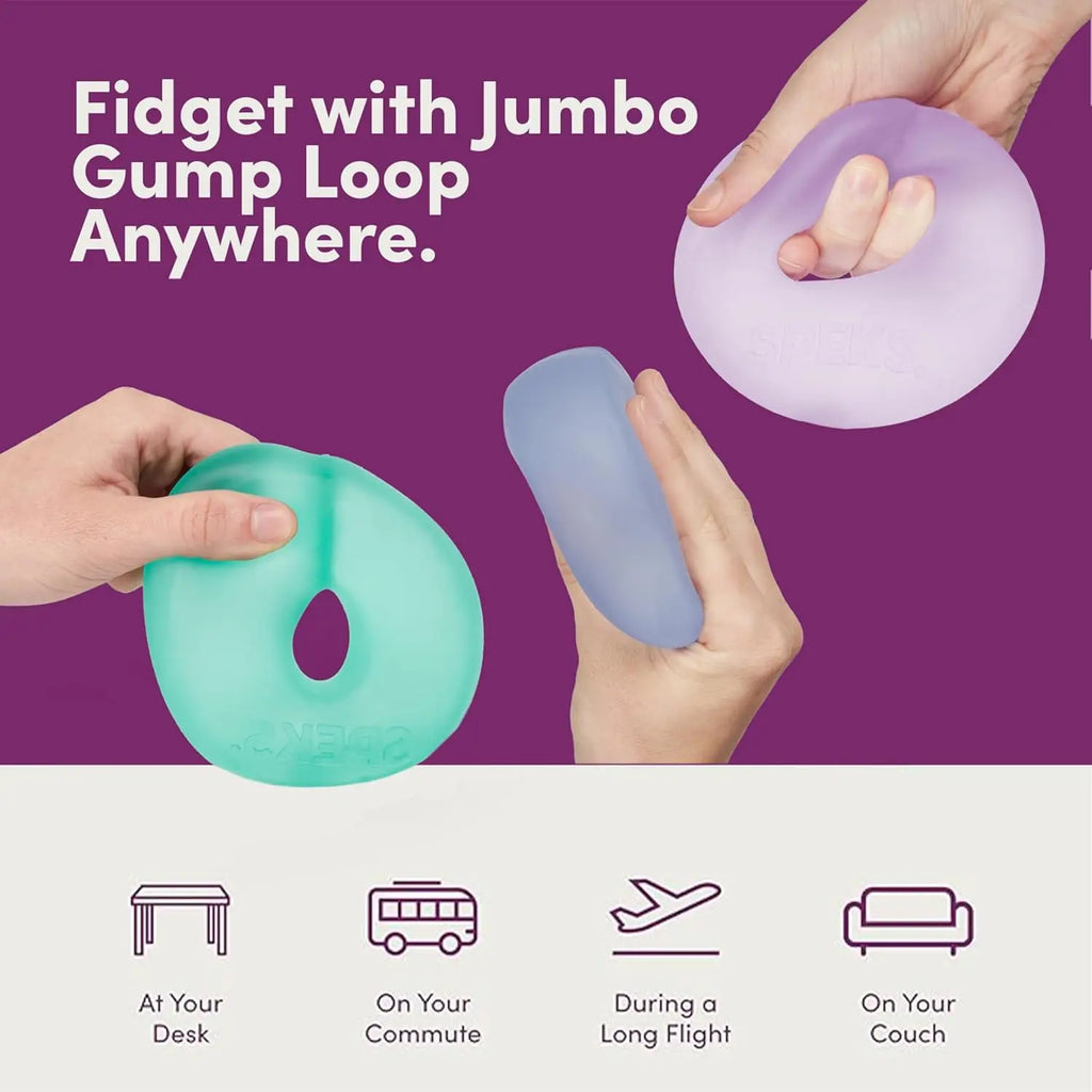 Speks Jumbo Loop Gel-Filled Stress Ball | Ultra-Squishy Fidget Toy | Stress & Anxiety Relief | 4 Colors | Ages 12+
