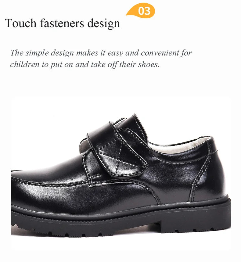 Kids' Black PU Leather School Shoes