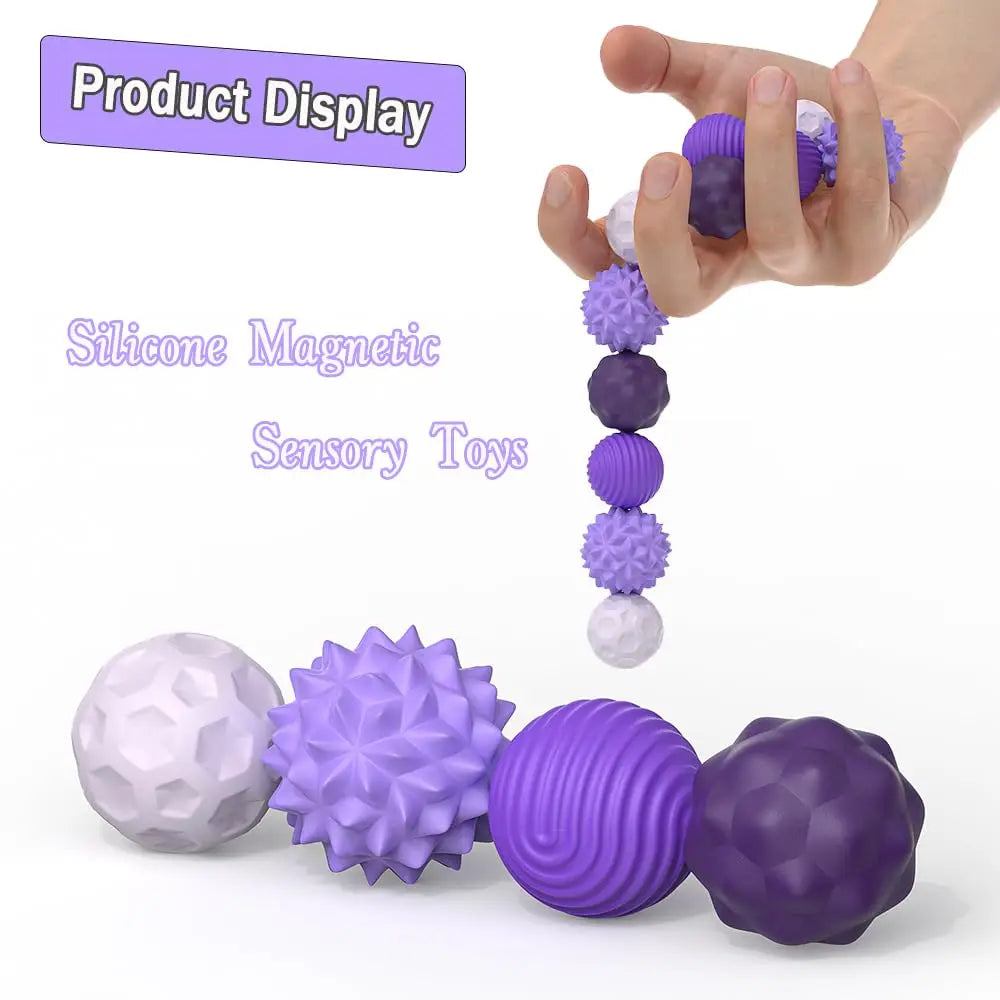 Magnetic Balls Fidget Sensory Toys Stress Relief for Adults Kids Fidget Textured Magnetic Balls with Silicone Shell Desk Toys