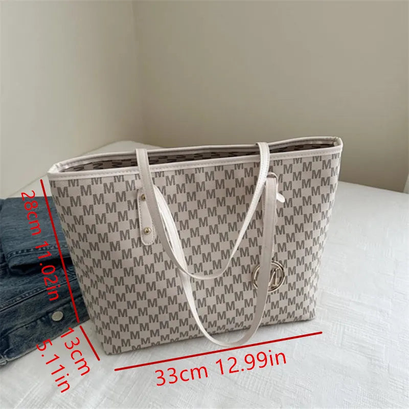 Women's Vintage PU Letter Tote Shoulder Bag