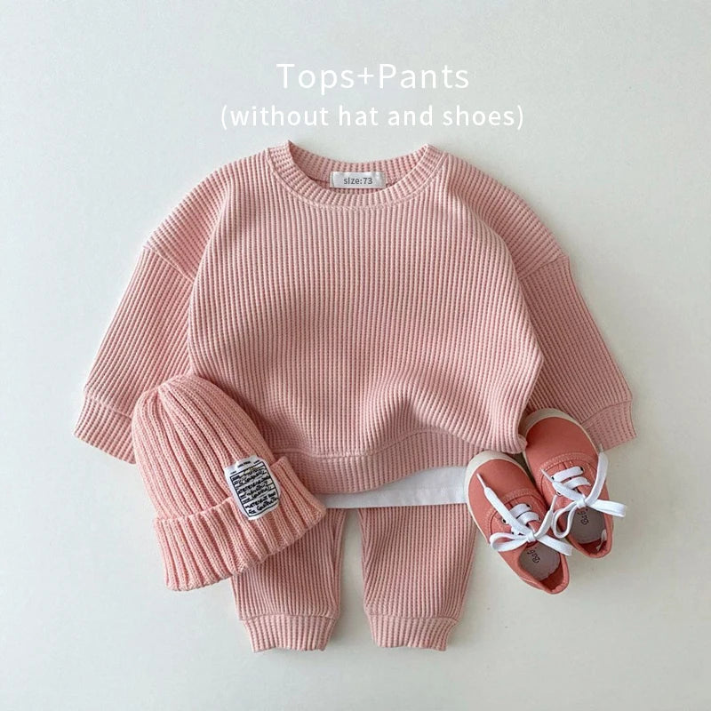 Baby & Toddler Unisex Waffle Cotton Tracksuit Set